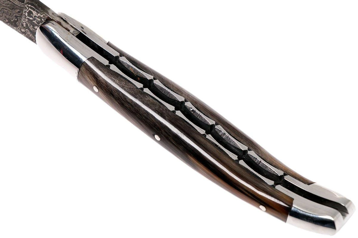 Laguiole En Aubrac 12 Cm Navaja Damascata, Full Handle Cuerno L0712PCI-FFI1 - Imagen 5