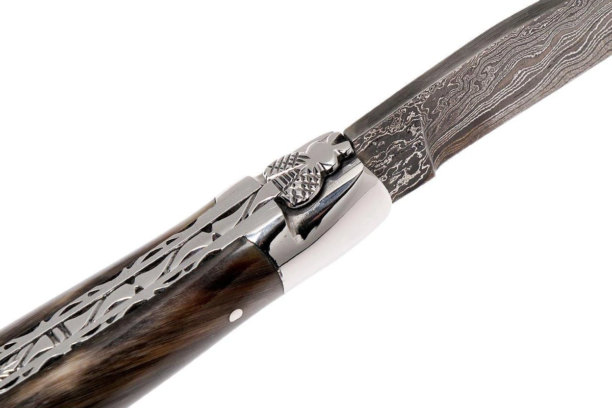 Laguiole En Aubrac 12 Cm Navaja Damascata, Full Handle Cuerno L0712PCI-FFI1 - Imagen 6