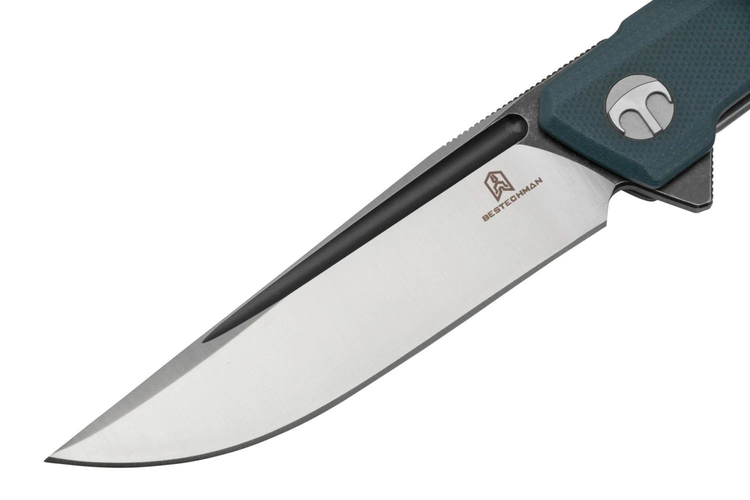 Bestechman Dundee BMK01F Grey G10, Satin D2 And Dark Coating, Navaja, Diseño Ostap Hel - Imagen 3