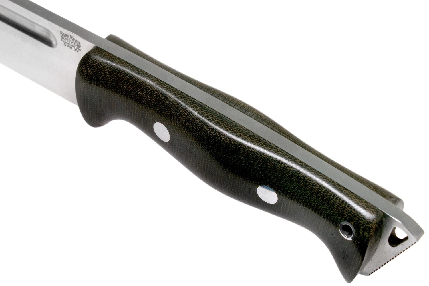 Bark River Bravo Tope Recon CPM 3V Green Canvas Micarta Rampless Cuchillo De Supervivencia - Imagen 5