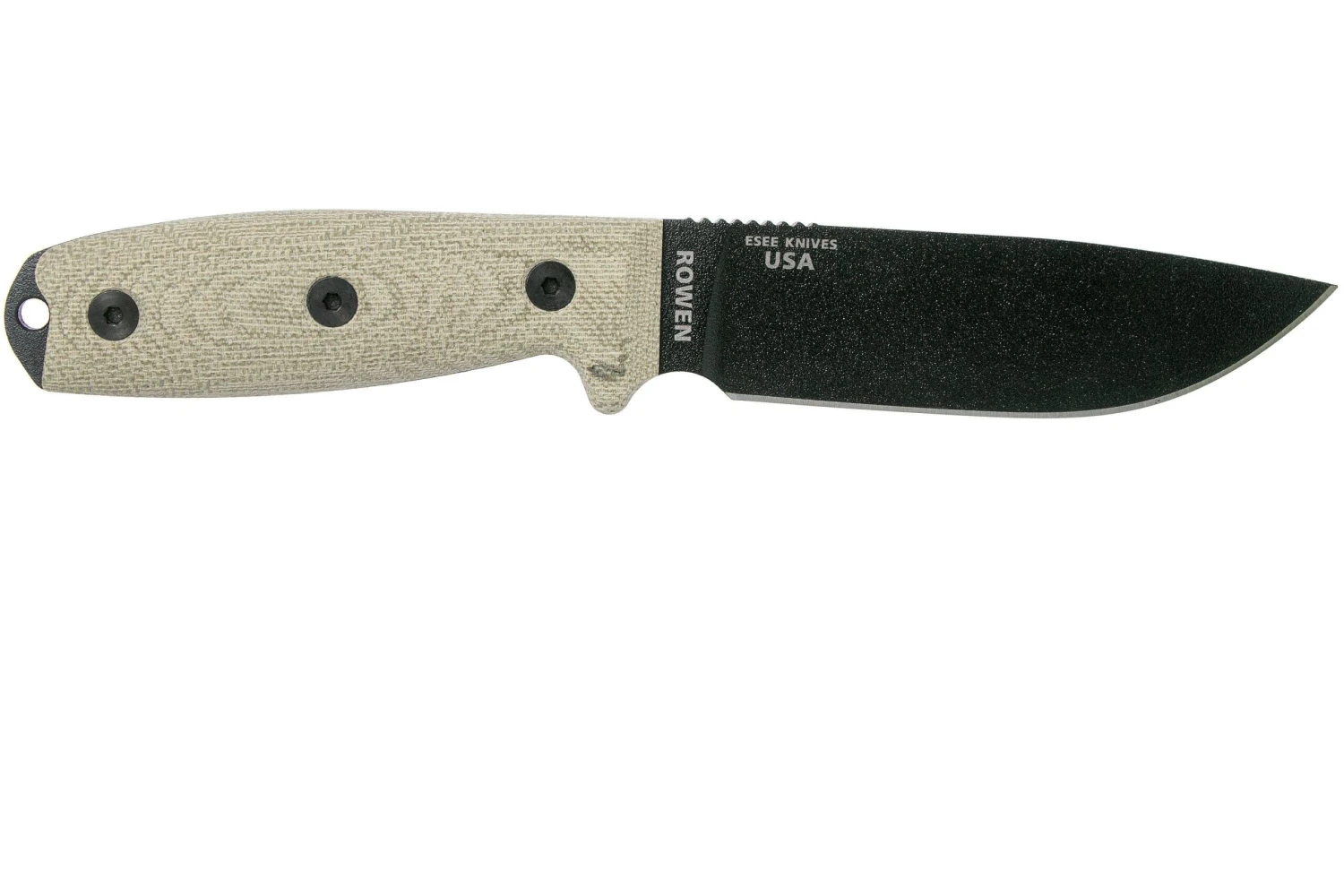 ESEE Model 4 Black Blade 3D Green Canvas Micarta Cuchillo De Supervivencia 4PB-017 Funda Negra + Clip Para Cinturón - Imagen 2