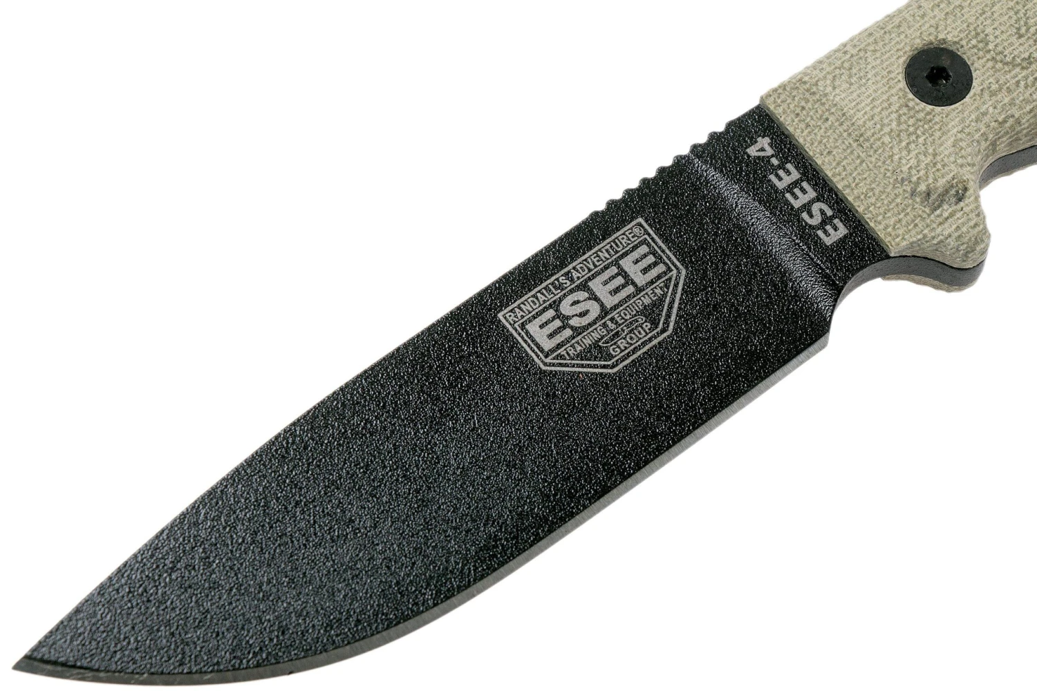 ESEE Model 4 Black Blade 3D Green Canvas Micarta Cuchillo De Supervivencia 4PB-017 Funda Negra + Clip Para Cinturón - Imagen 3