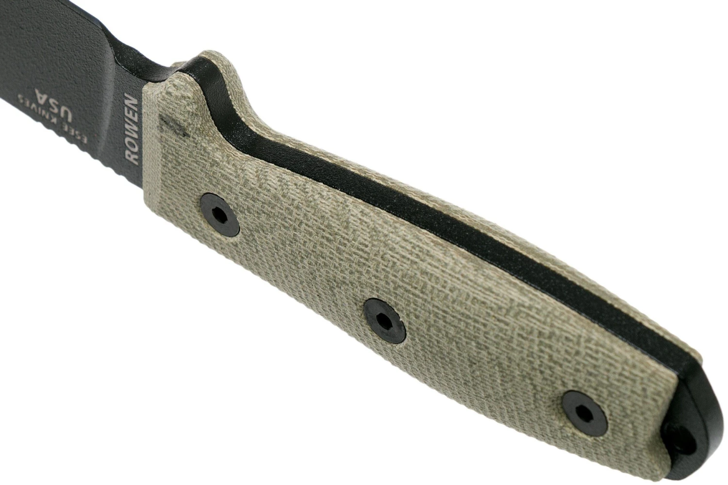 ESEE Model 4 Black Blade 3D Green Canvas Micarta Cuchillo De Supervivencia 4PB-017 Funda Negra + Clip Para Cinturón - Imagen 4