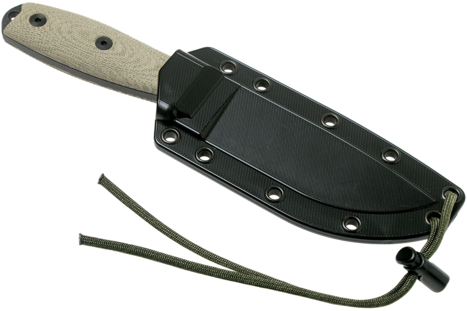 ESEE Model 4 Black Blade 3D Green Canvas Micarta Cuchillo De Supervivencia 4PB-017 Funda Negra + Clip Para Cinturón - Imagen 6