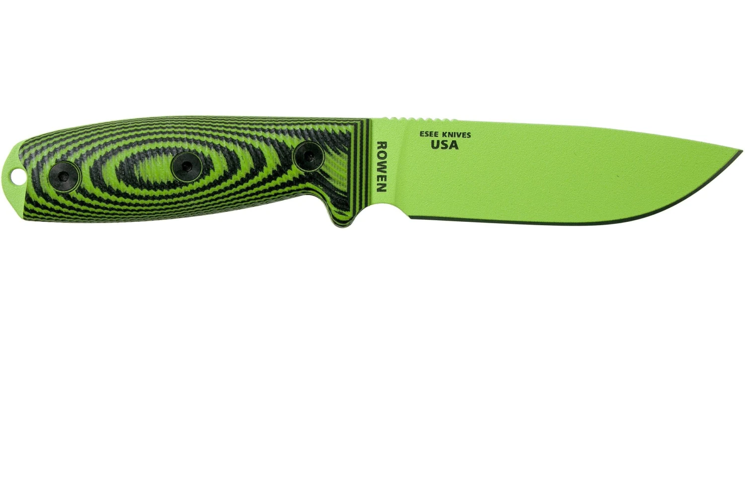 ESEE Model 4 Venom Green Blade 3D Neon Green-Black G10 Cuchillo De Supervivencia 4PVG-007 Funda Negra + Clip Para Cinturón - Imagen 2
