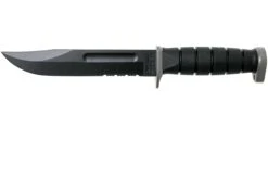KA-BAR D2 Extreme Fighting Knife 1283, Serrated Blade, Kraton Handle, Funda De Cuero