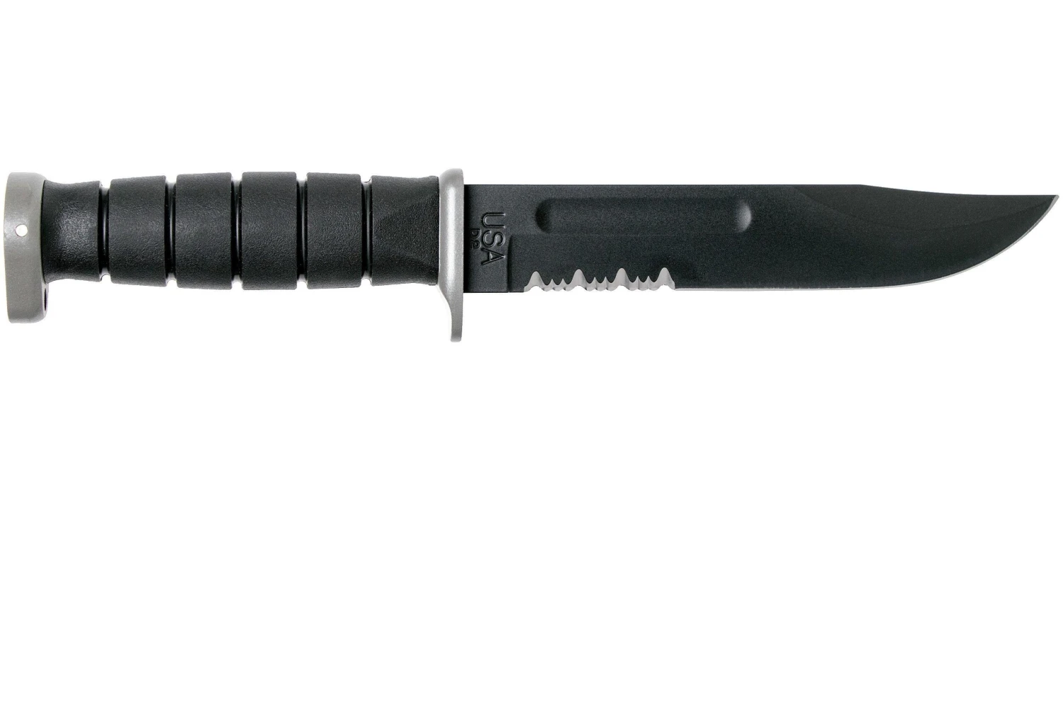 KA-BAR D2 Extreme Fighting Knife 1283, Serrated Blade, Kraton Handle, Funda De Cuero - Imagen 2