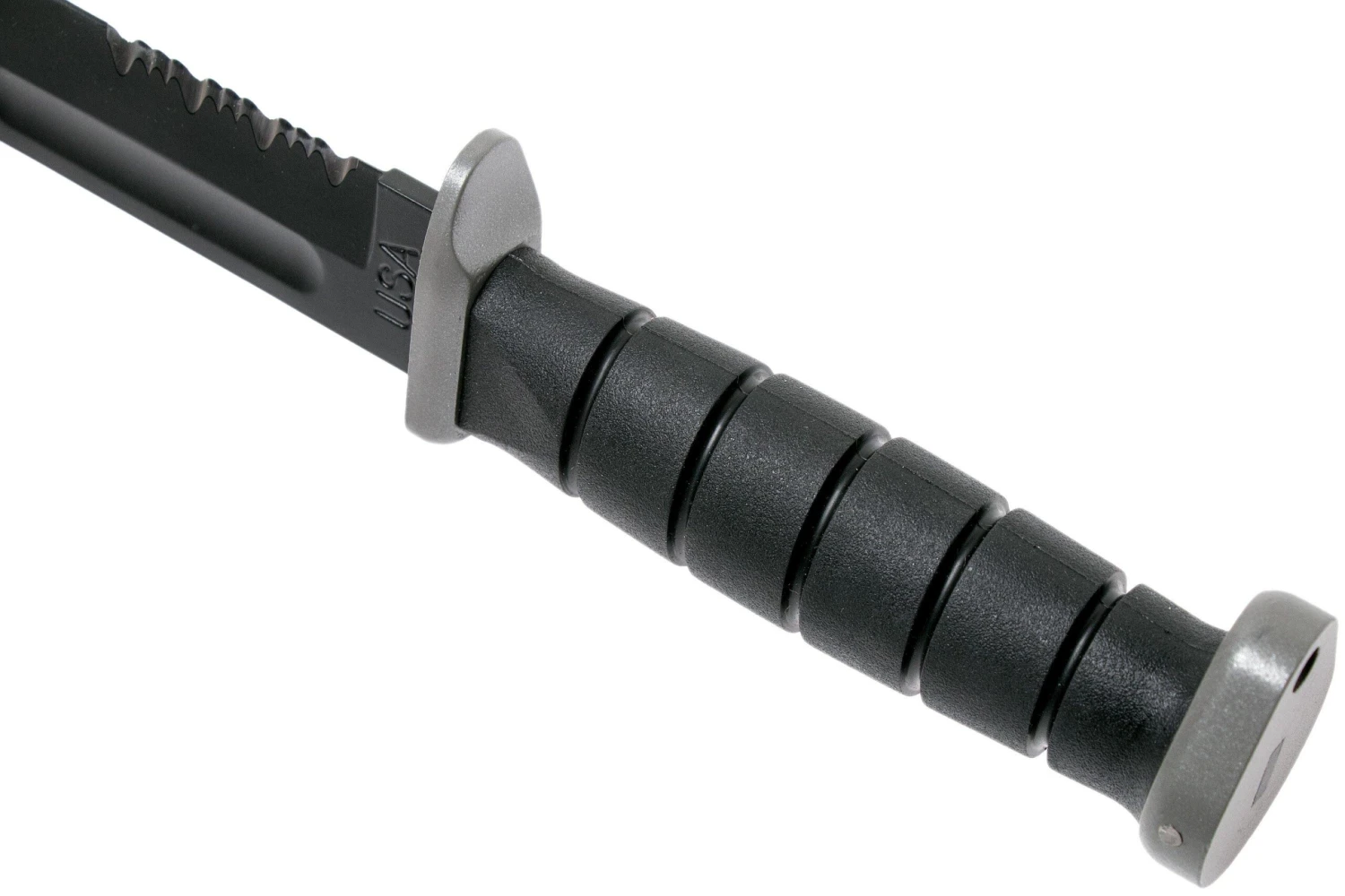 KA-BAR D2 Extreme Fighting Knife 1283, Serrated Blade, Kraton Handle, Funda De Cuero - Imagen 4