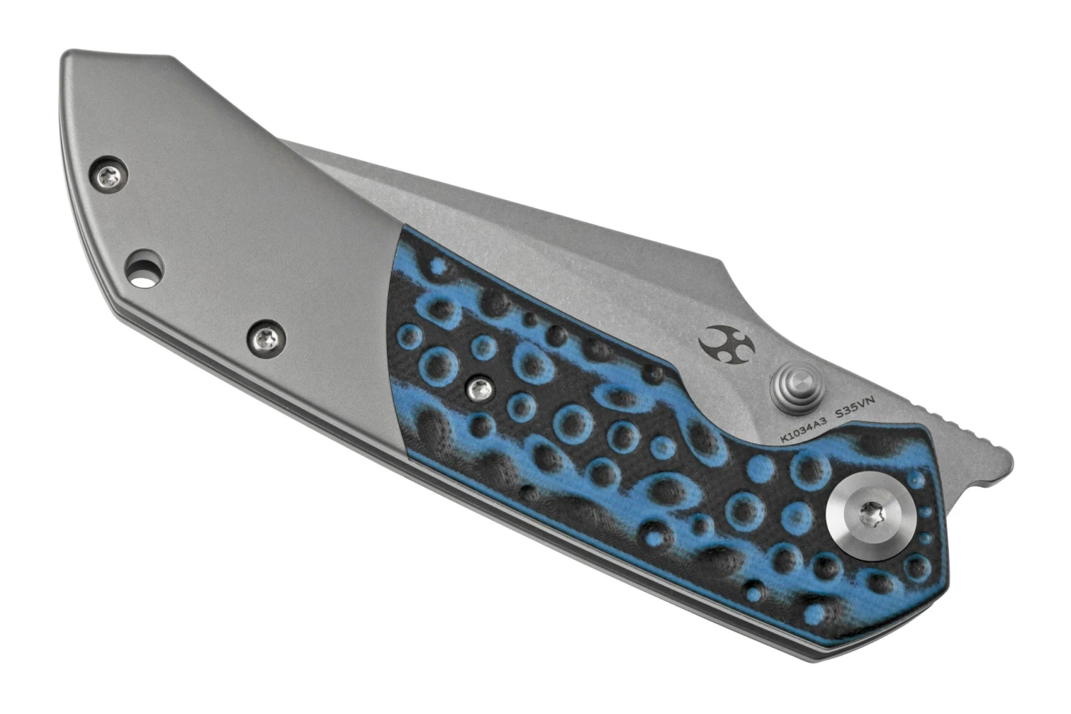 Kansept Fenrir K1034A3 Stonewashed, Black & Blue G10 Navaja, Diseño Greg Schob - Imagen 6