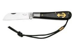 Otter Anchor Knife SET 173 Large Stainless, Grenadilla, Brass Anchor, Leather Strap Navaja