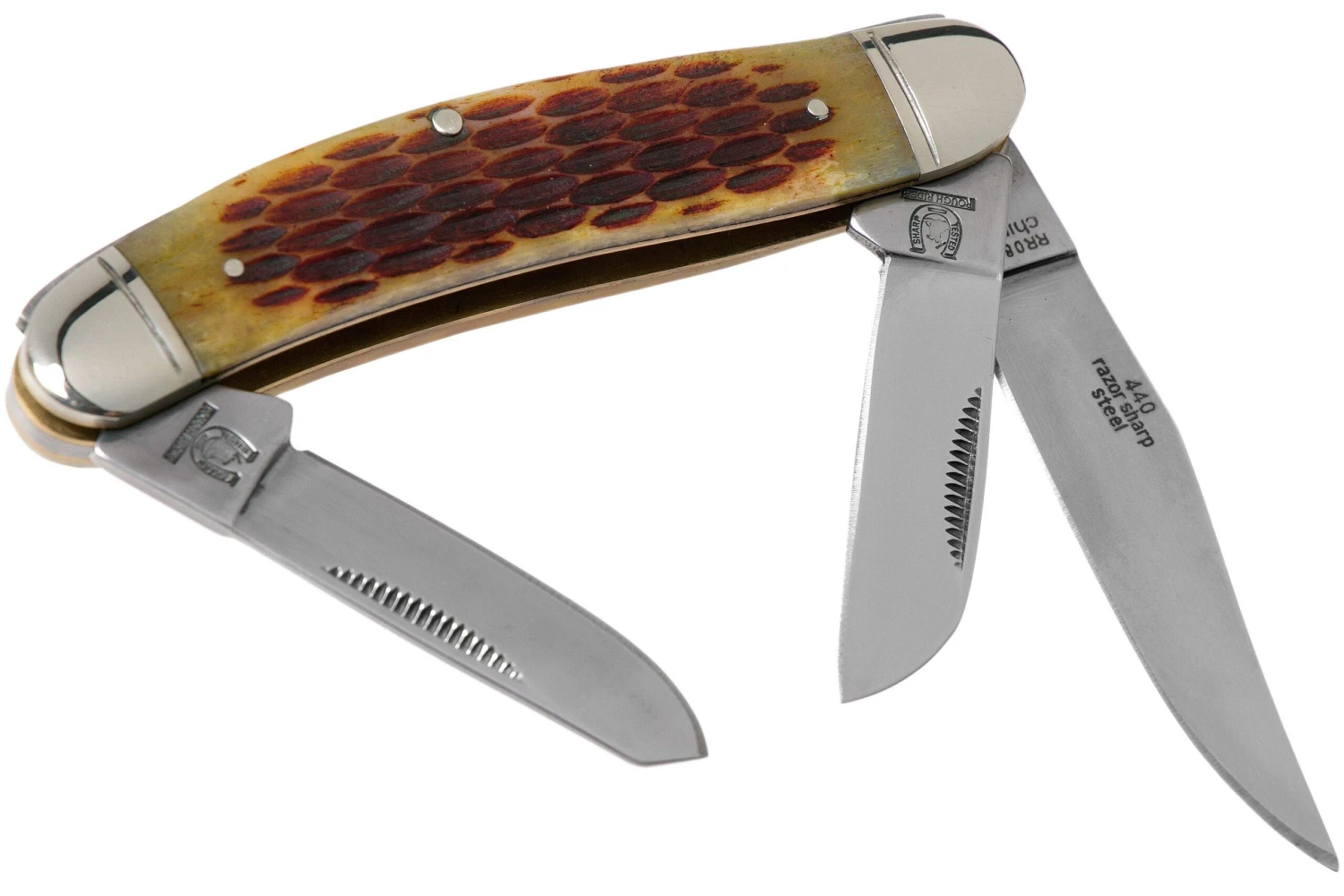Rough Ryder Sowbelly Stockman Amber Bone RR080 Navaja Slipjoint - Imagen 2