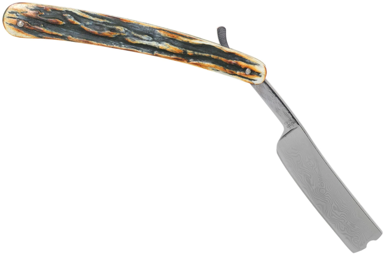 Rough Ryder Folding Razor Cinnamon Stag RR2159 Damascus Navaja De Afeitar - Imagen 2