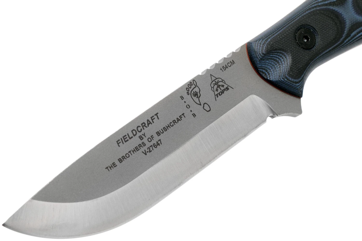 TOPS Knives B.O.B. Fieldcraft154CM Blue/Black Micarta BROS-154-BB Cuchillo Bushcraft - Imagen 3