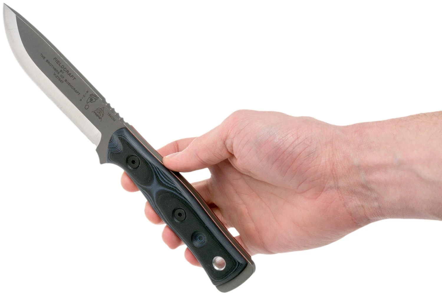 TOPS Knives B.O.B. Fieldcraft154CM Blue/Black Micarta BROS-154-BB Cuchillo Bushcraft - Imagen 6