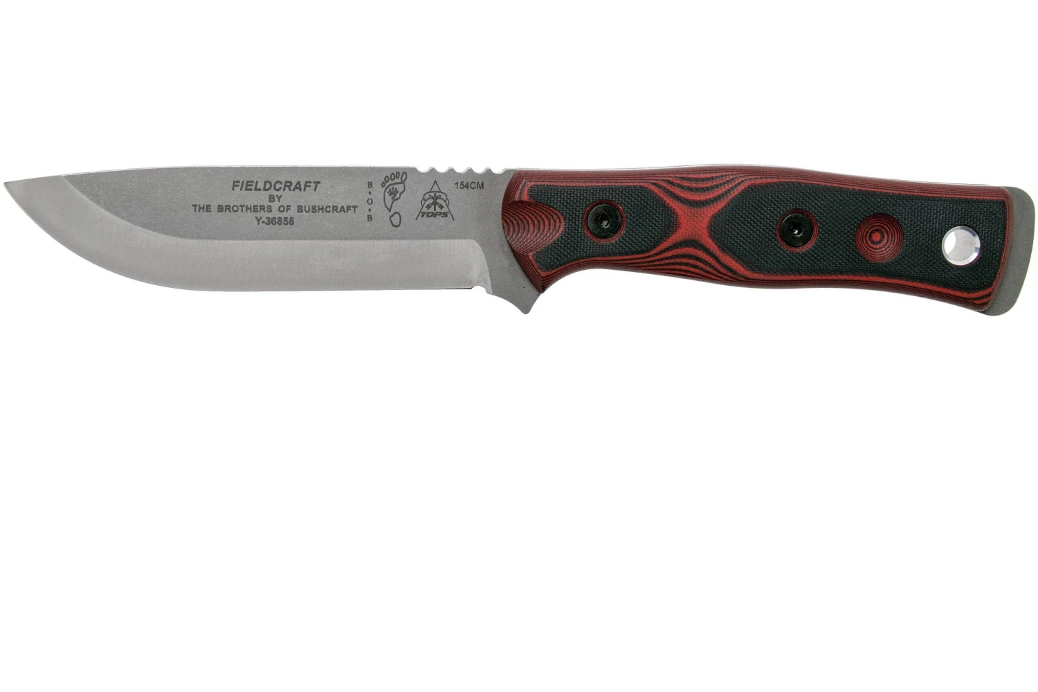 TOPS Knives B.O.B. Fieldcraft154CM Red/Black Micarta BROS-154-RB Cuchillo Bushcraft