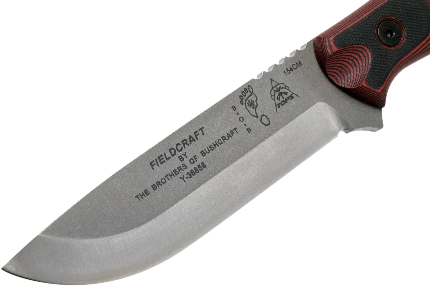 TOPS Knives B.O.B. Fieldcraft154CM Red/Black Micarta BROS-154-RB Cuchillo Bushcraft - Imagen 3