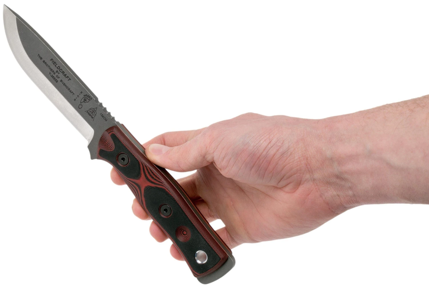 TOPS Knives B.O.B. Fieldcraft154CM Red/Black Micarta BROS-154-RB Cuchillo Bushcraft - Imagen 6