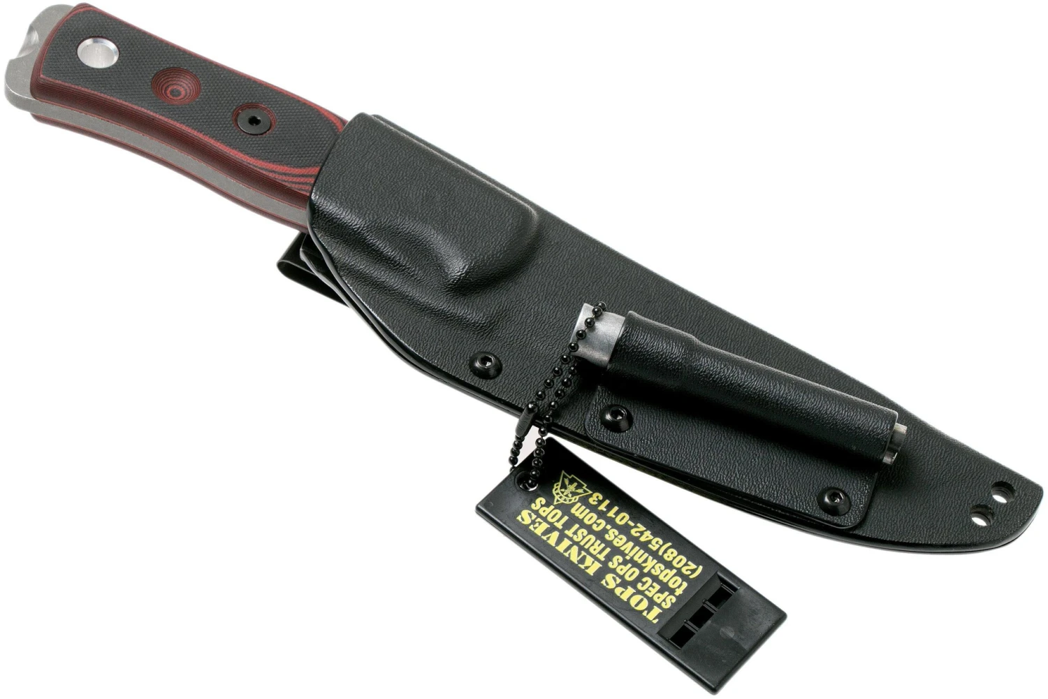 TOPS Knives B.O.B. Fieldcraft154CM Red/Black Micarta BROS-154-RB Cuchillo Bushcraft - Imagen 7