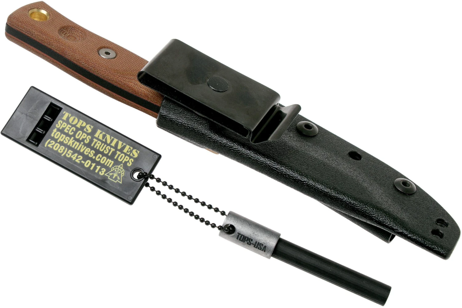 TOPS Knives TOPS Fieldcraft3.5 Mini BROS 90 Degree Spine, Firesteel, Brown Micarta MBROS-01-SF Cuchillo Bushcraft - Imagen 8