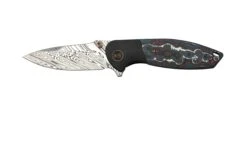 WE Knife Nitro Mini WE22015-DS1, Black Titanium, Nebula FatCarbon Inlay, Navaja De Damasco