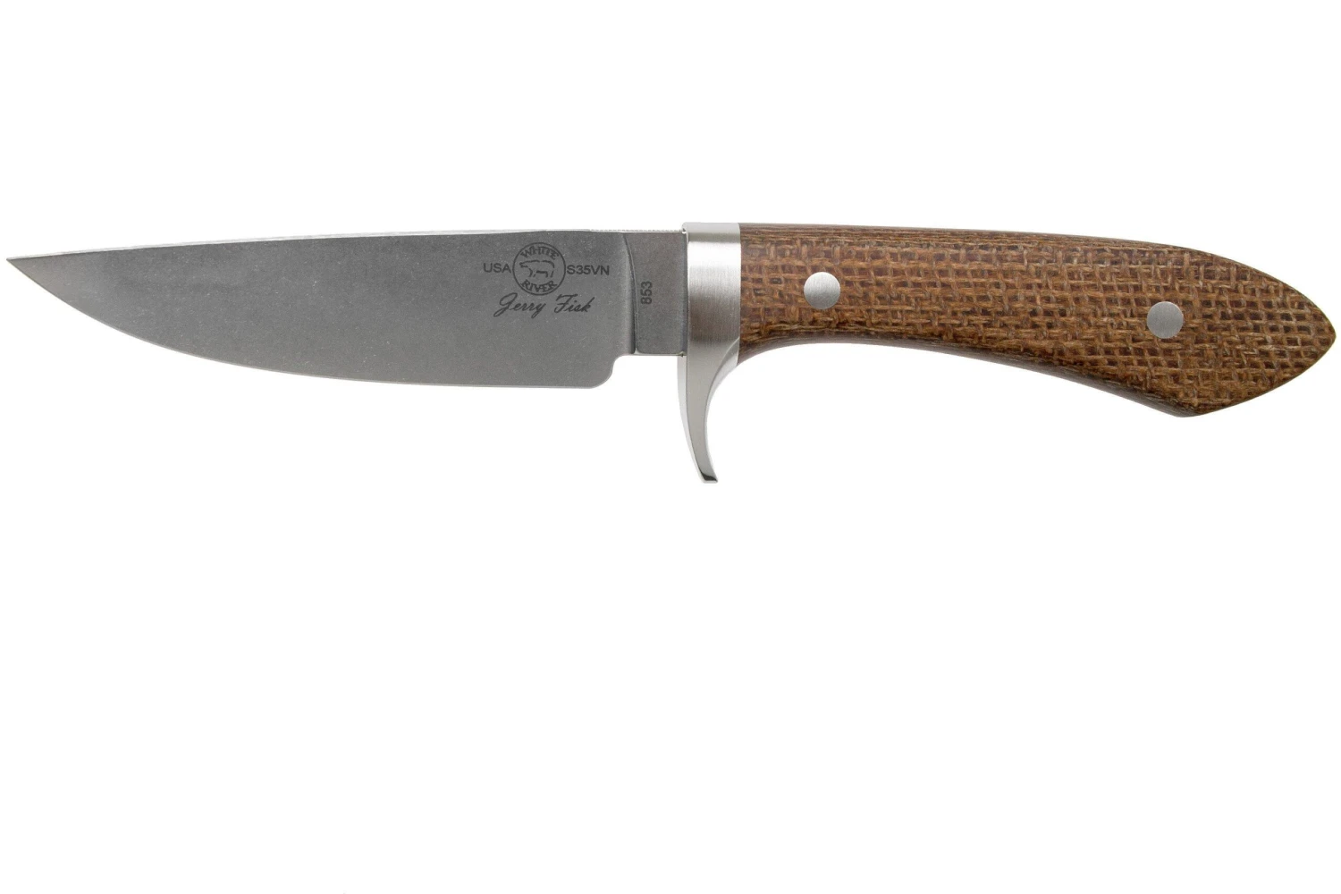 White River Knives Sendero Classic Cuchillo De Caza Natural Burlap Micarta, Jerry Fisk Design
